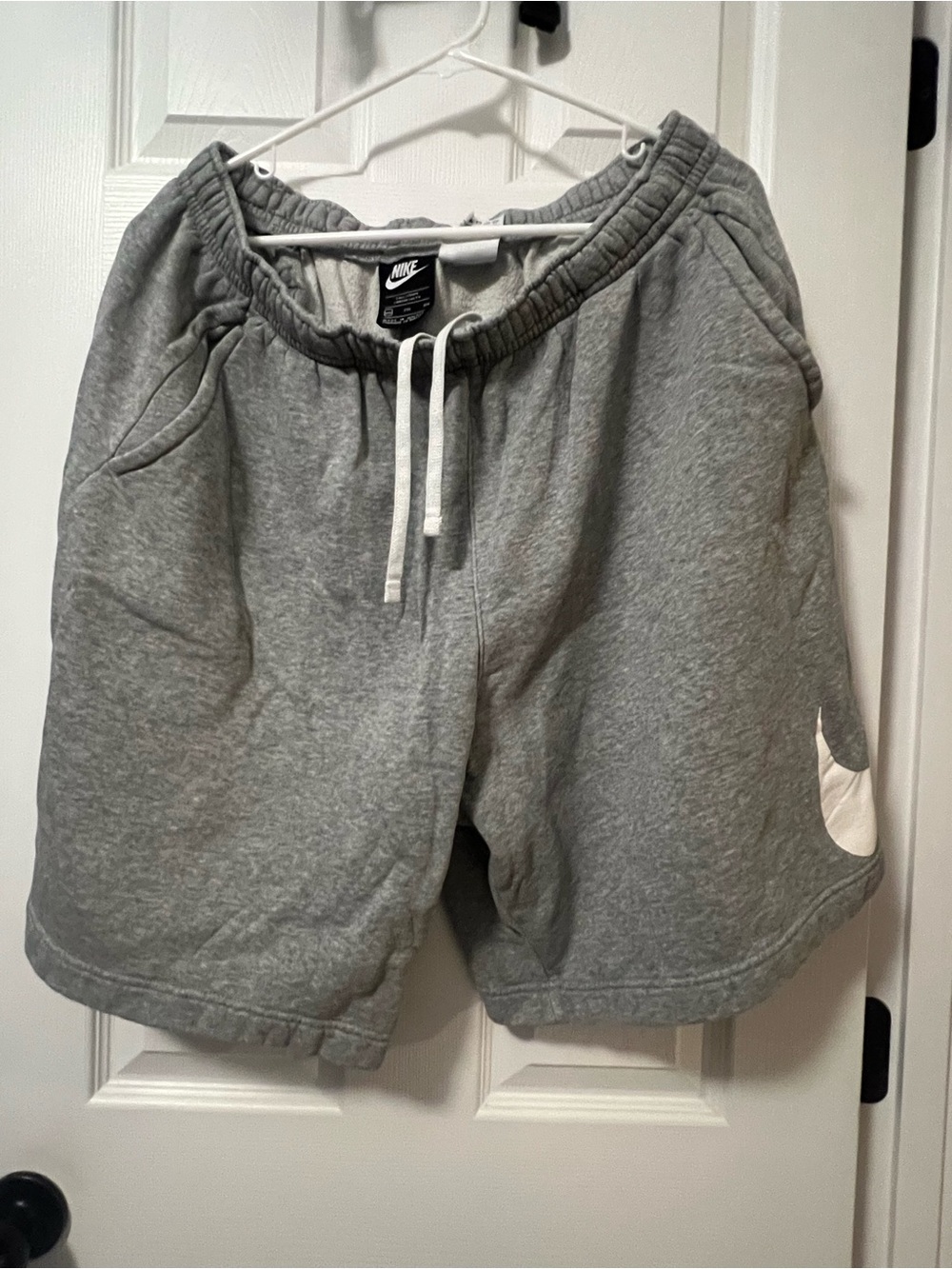 Nike Men’s Gray Athletic Fleece Shorts with White Swoosh